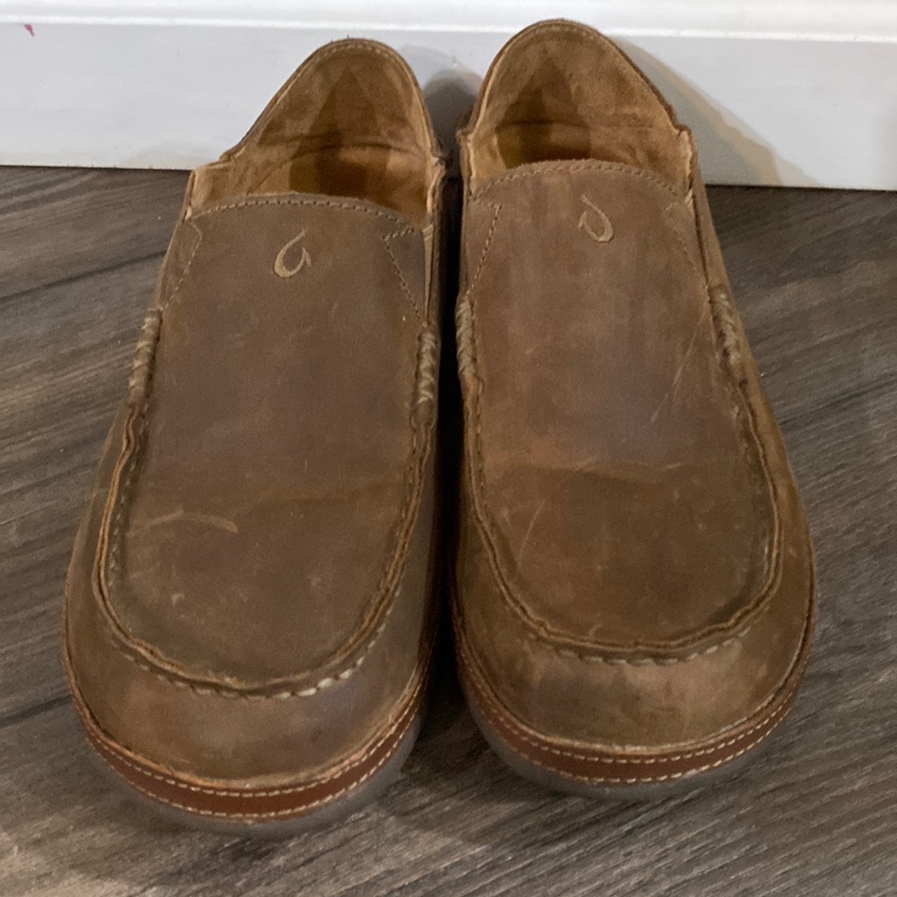 Olukai Shoes Men's 8.5 Moloa Leather Brown Comfort Casual Moc Loafer